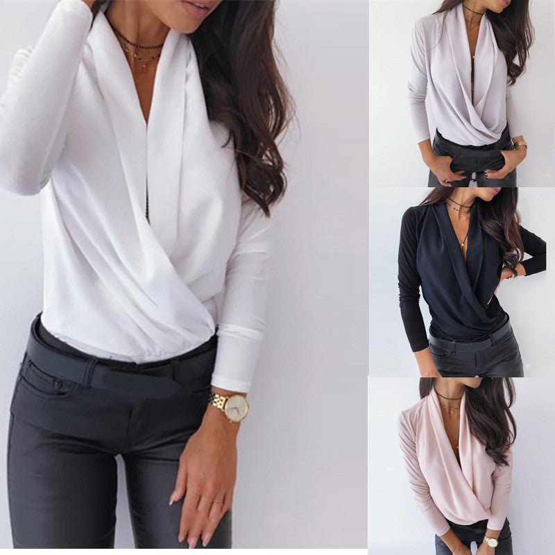 Deep Fuller V-Neck Shirt Top