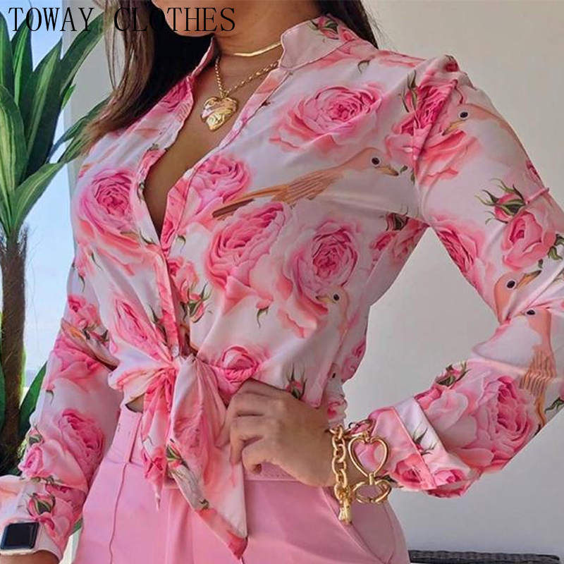 Print Stand Collar Long Sleeve Shirt 12