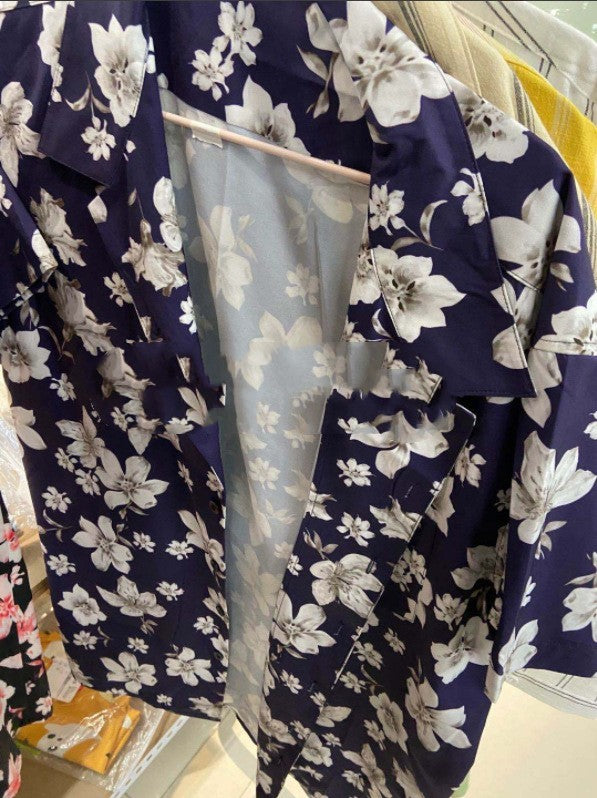 Mens Peach Blossom Floral Print Short Sleeve Holiday Breathable Shirt
