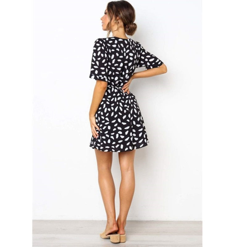 V Neck Casual Wrap Bodycon Dress
