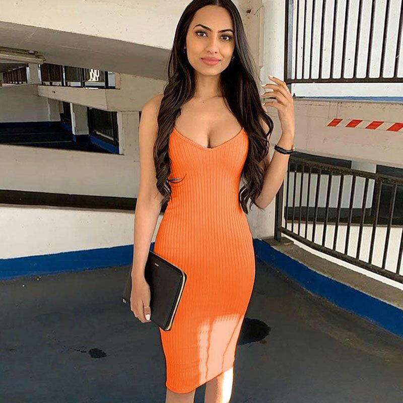 High Waist V-Neck Backless Dress