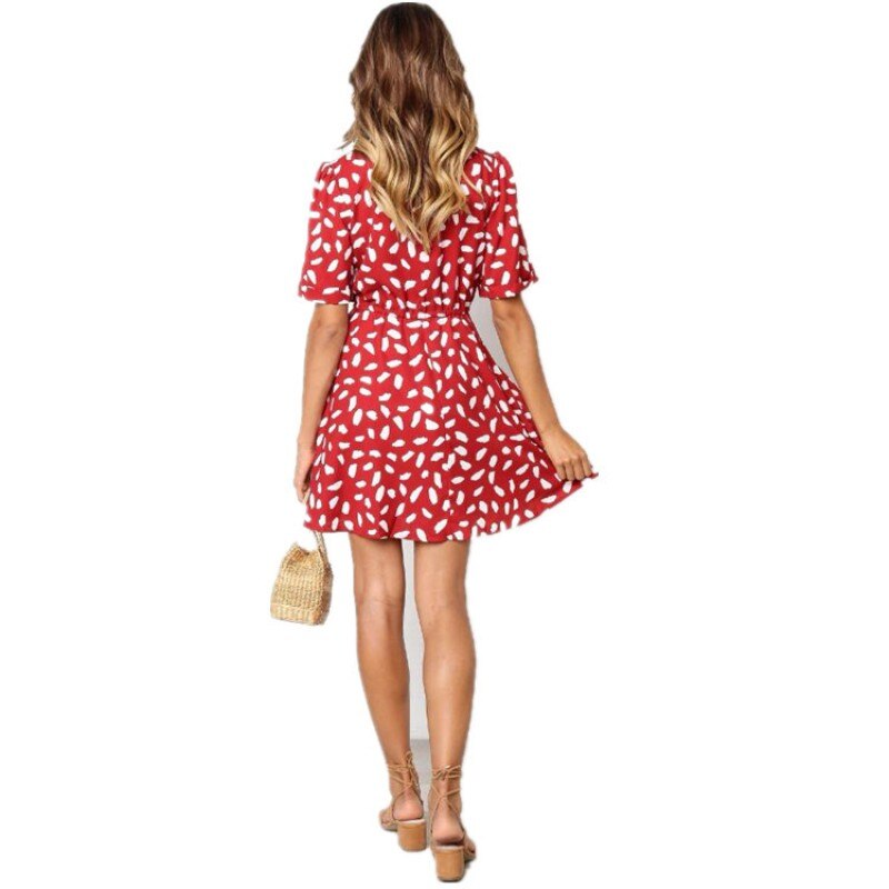 V Neck Casual Wrap Bodycon Dress