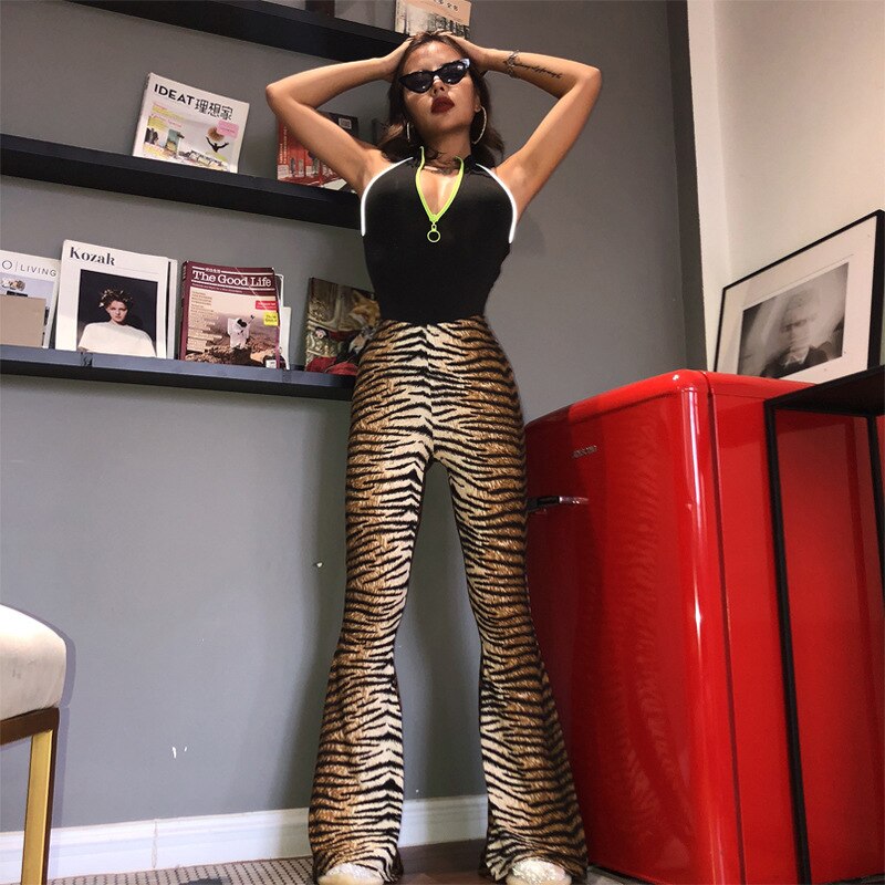 leopard print flare leggings