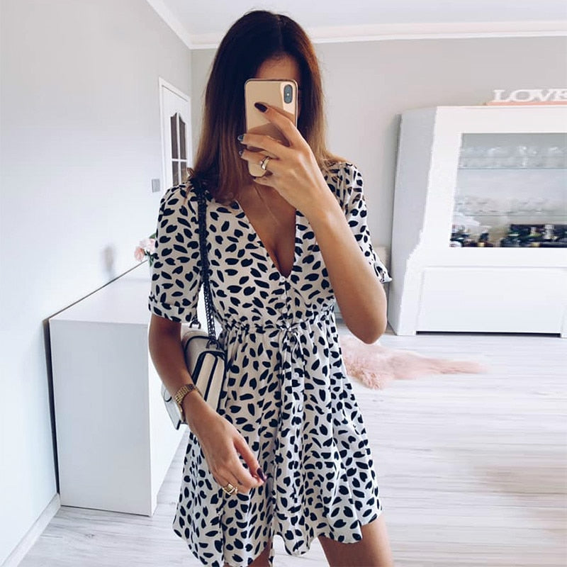 V Neck Casual Wrap Bodycon Dress