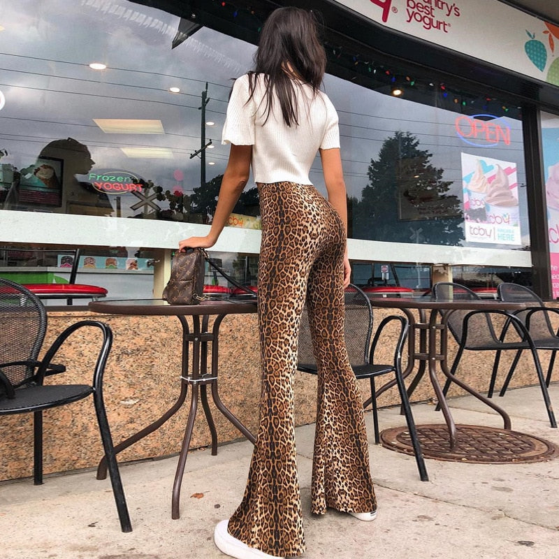 leopard print flare leggings