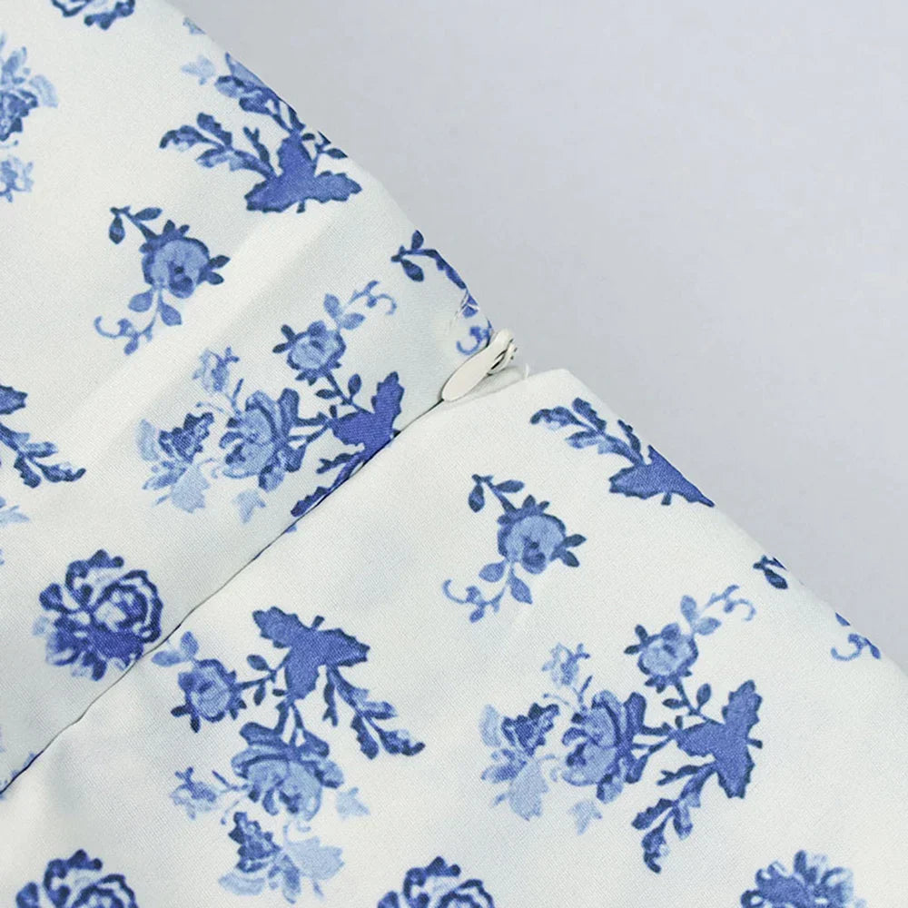 Elegant Puff Sleeve Floral Print Slit Long Dresses