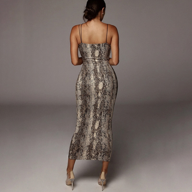 leopard print sleeveless V-neck dress