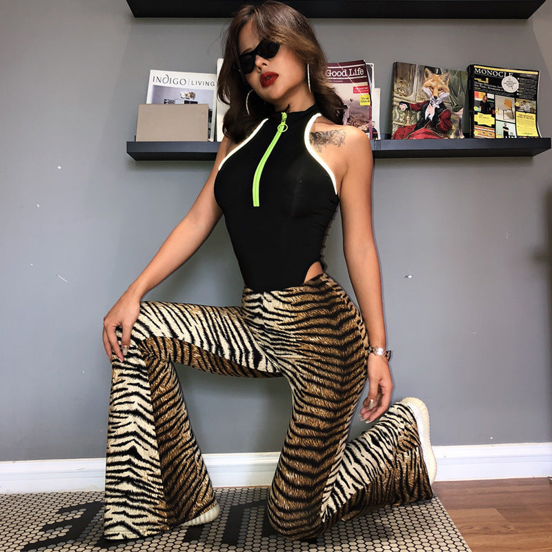 leopard print flare leggings