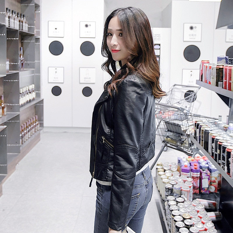 Classic PU Faux Leather Jacket