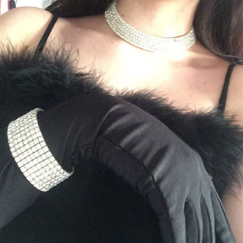 Sheath Bodycon Faux Fur Black Mini Dress