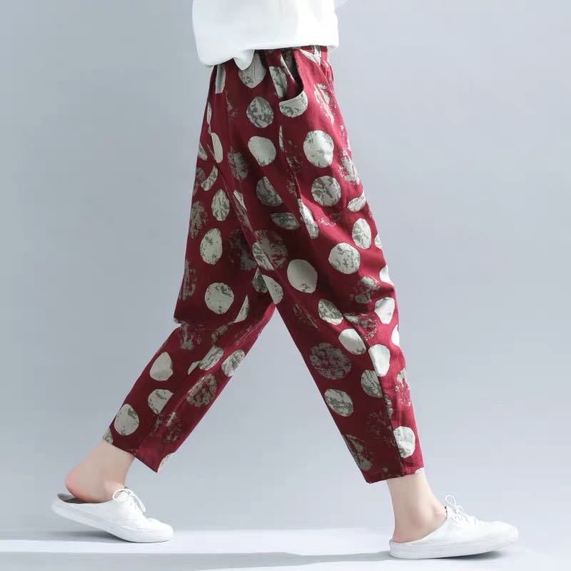 Printed Cotton Linen Harem Pants
