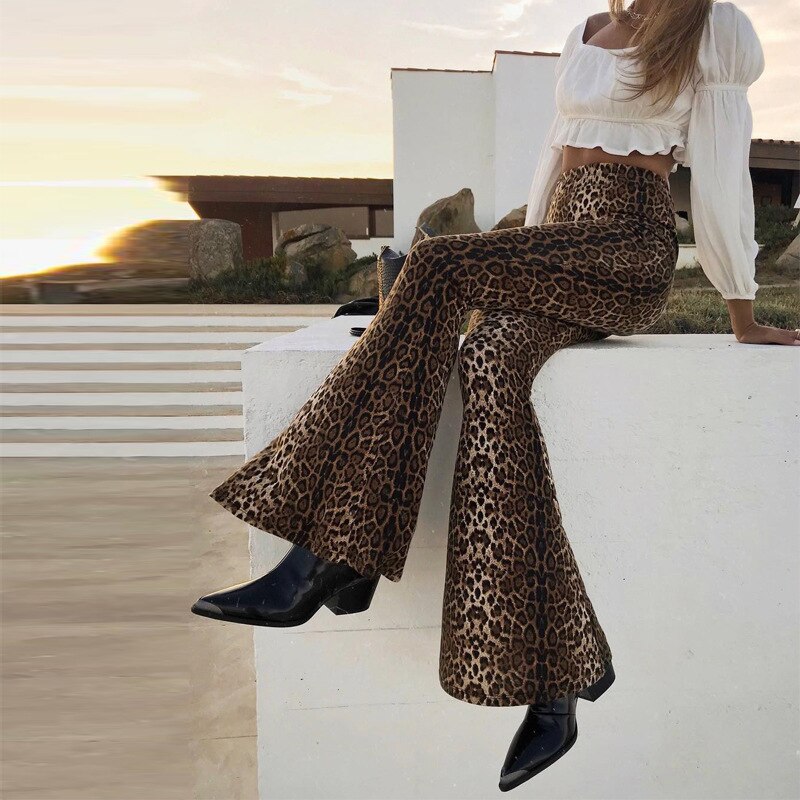 leopard print flare leggings