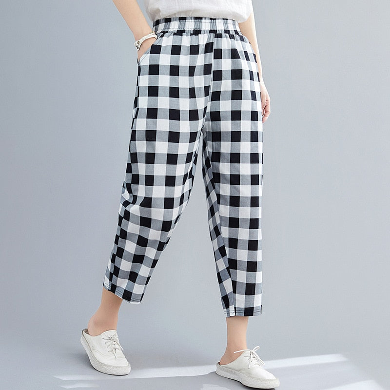 Printed Cotton Linen Harem Pants