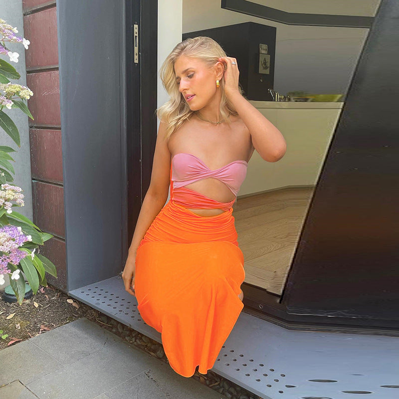 Hollow Out Sleeveless Backless Summer Beach Dress