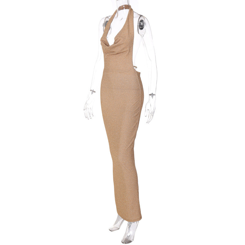 Summer Women's Halter Sexy Hollow Open Back Dress
