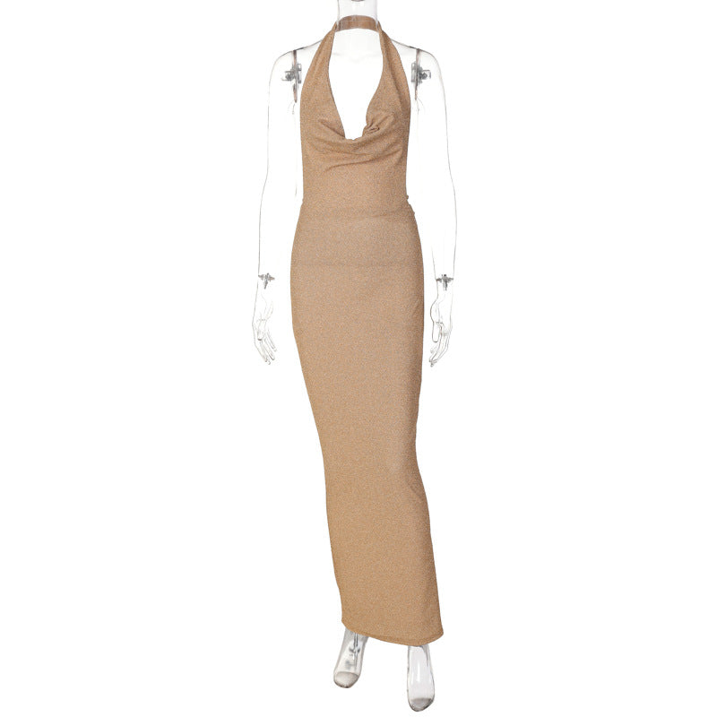 Summer Women's Halter Sexy Hollow Open Back Dress