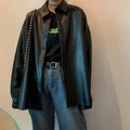Oversized PU leather blouses