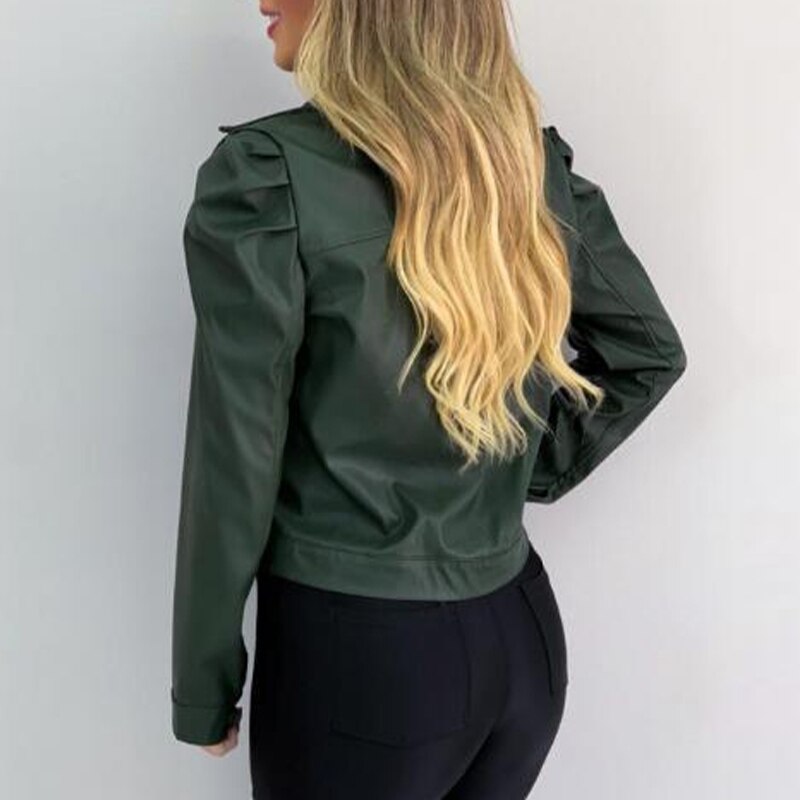 PU Leather Pleated  Jacket