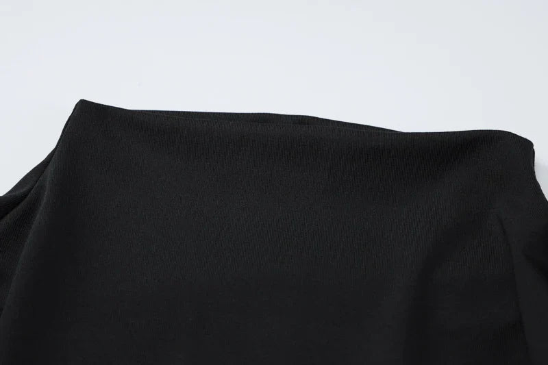 Black Solid Casual Long Sleeve Backless Dress