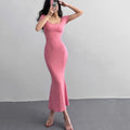 Summer Solid Color Slim Long Dress