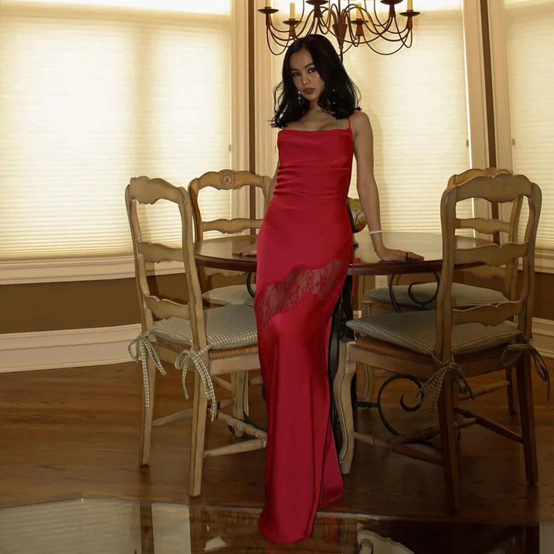 Spaghetti Strap Satin Party Dress