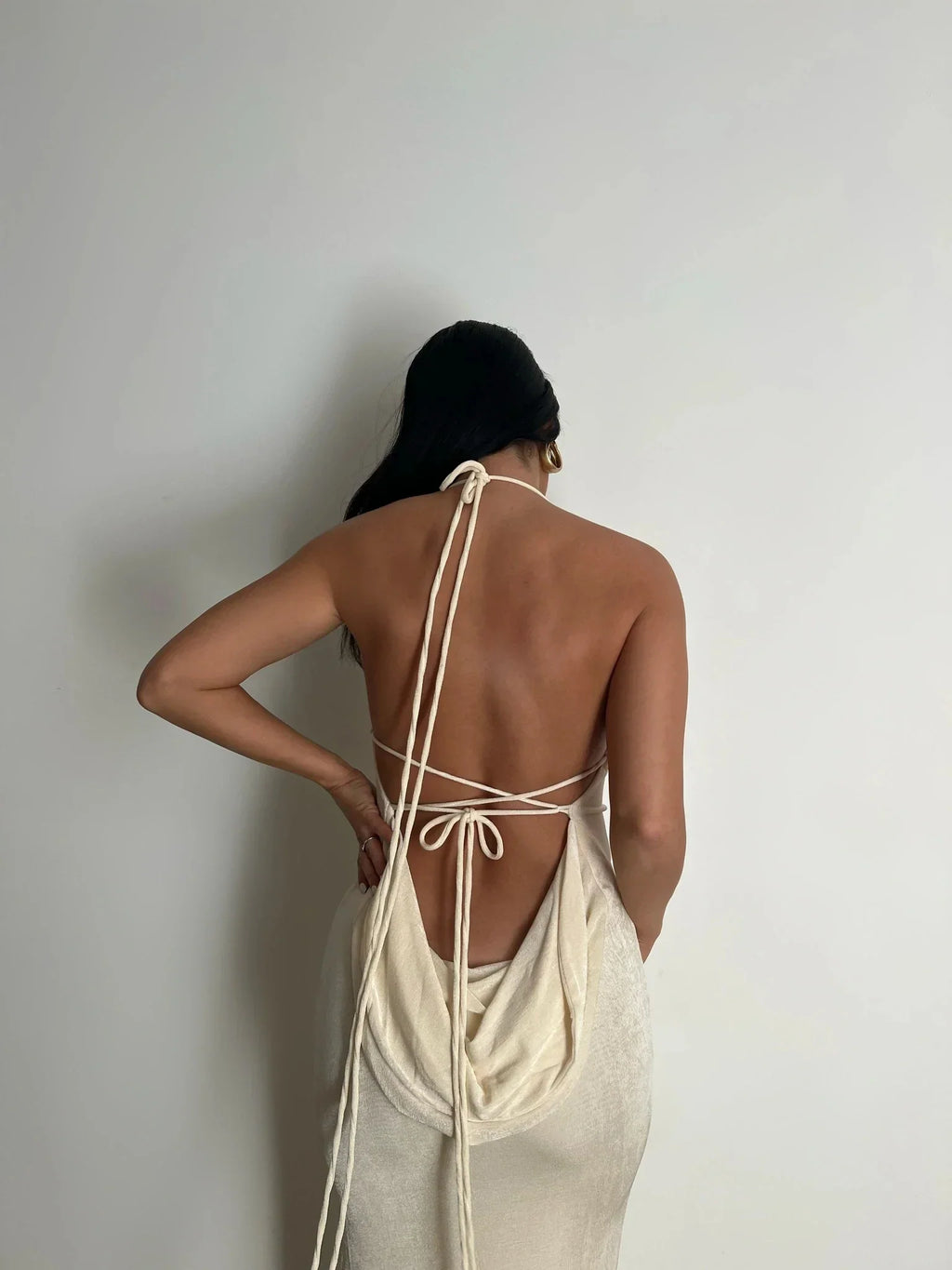 Summer Drawstrings Sexy Backless Maxi Dress