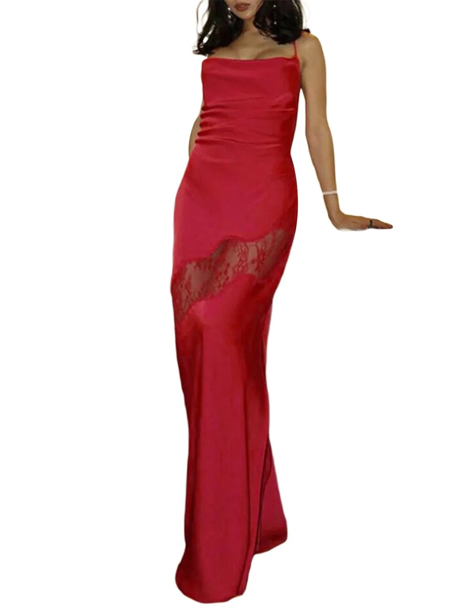 Spaghetti Strap Satin Party Dress