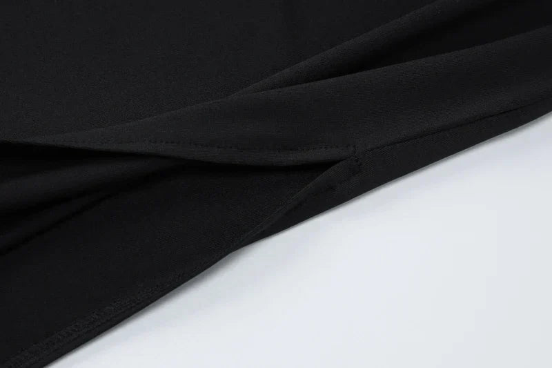 Black Solid Casual Long Sleeve Backless Dress
