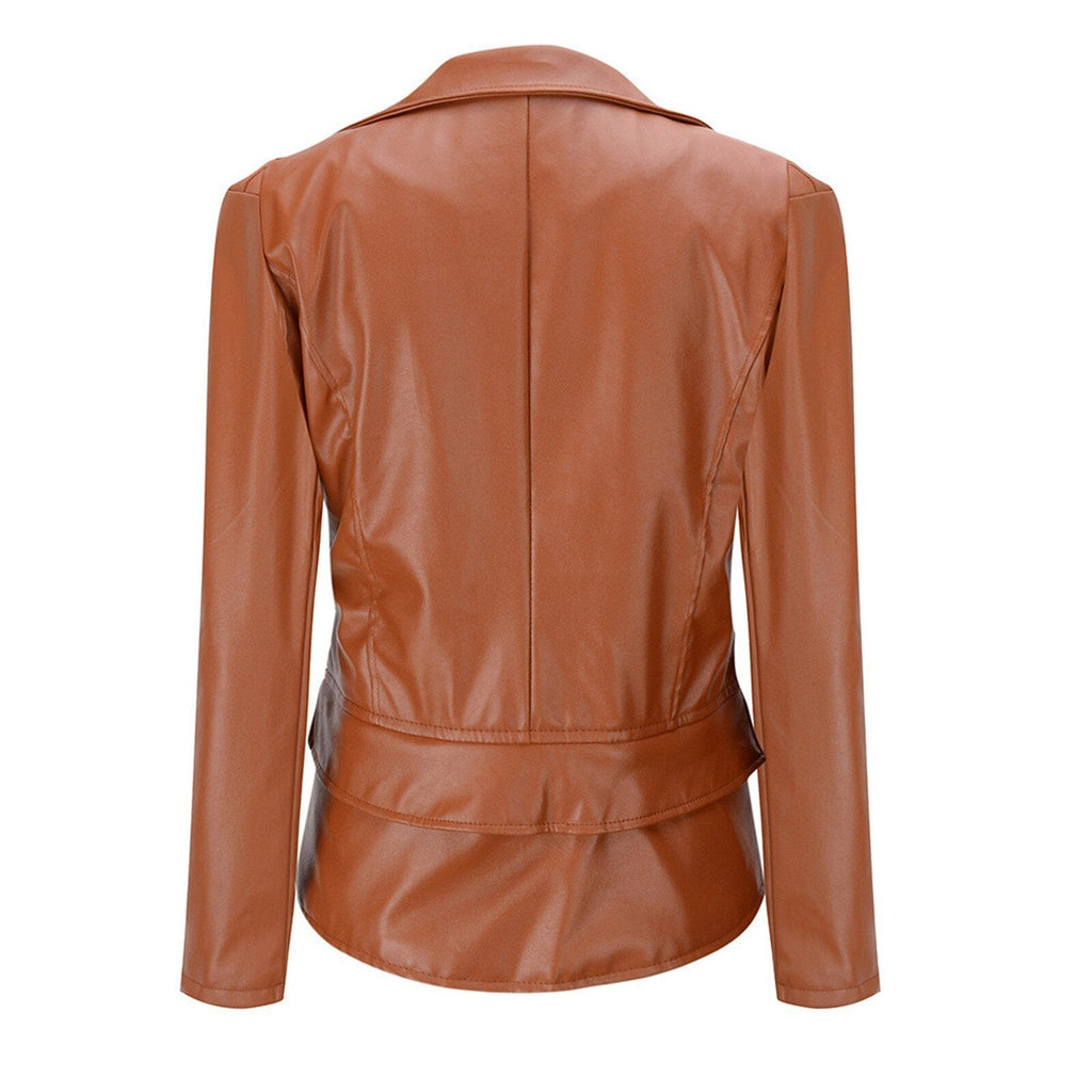 Lapel Motor Jacket Coat Zip Biker