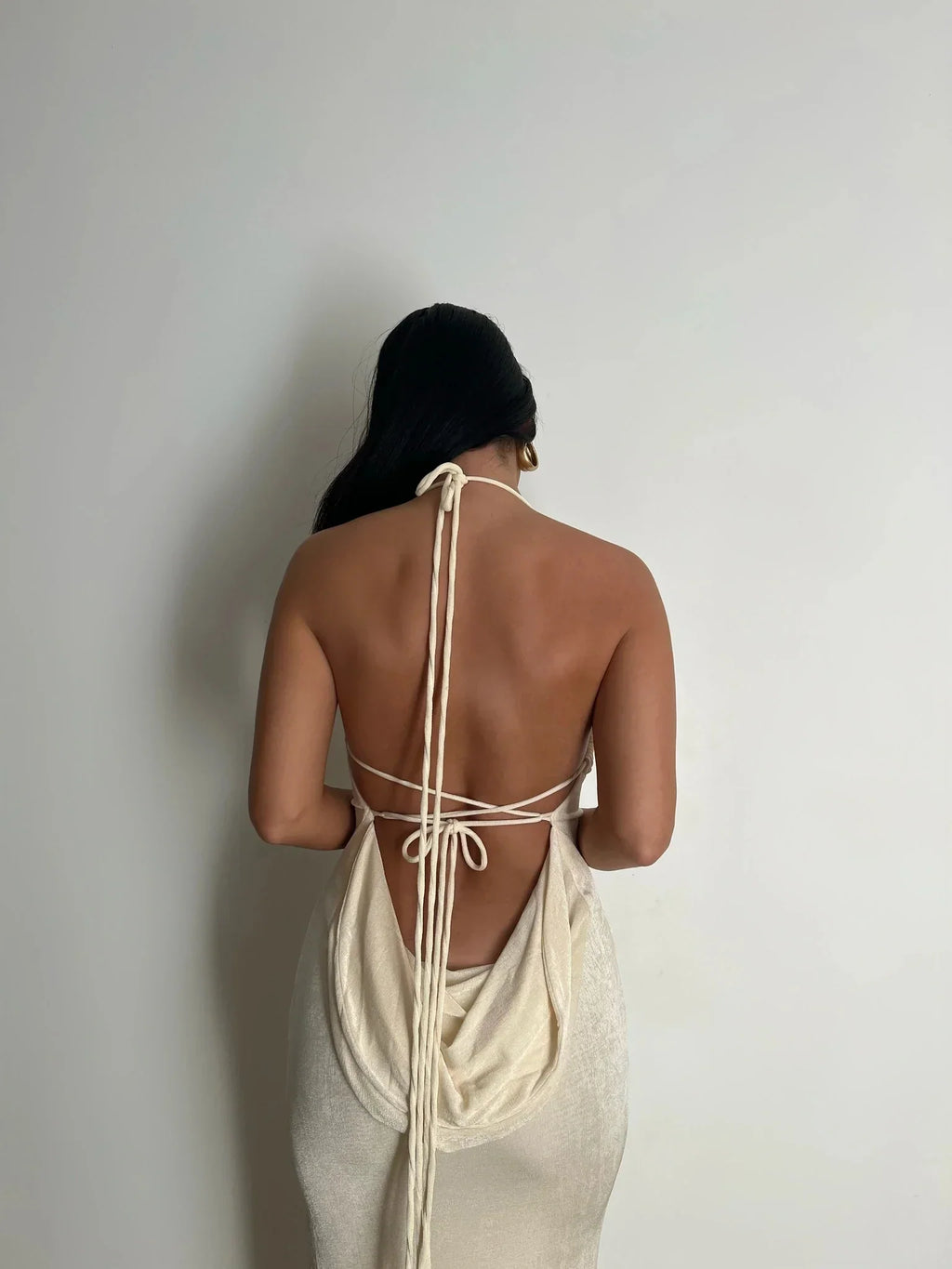 Summer Drawstrings Sexy Backless Maxi Dress