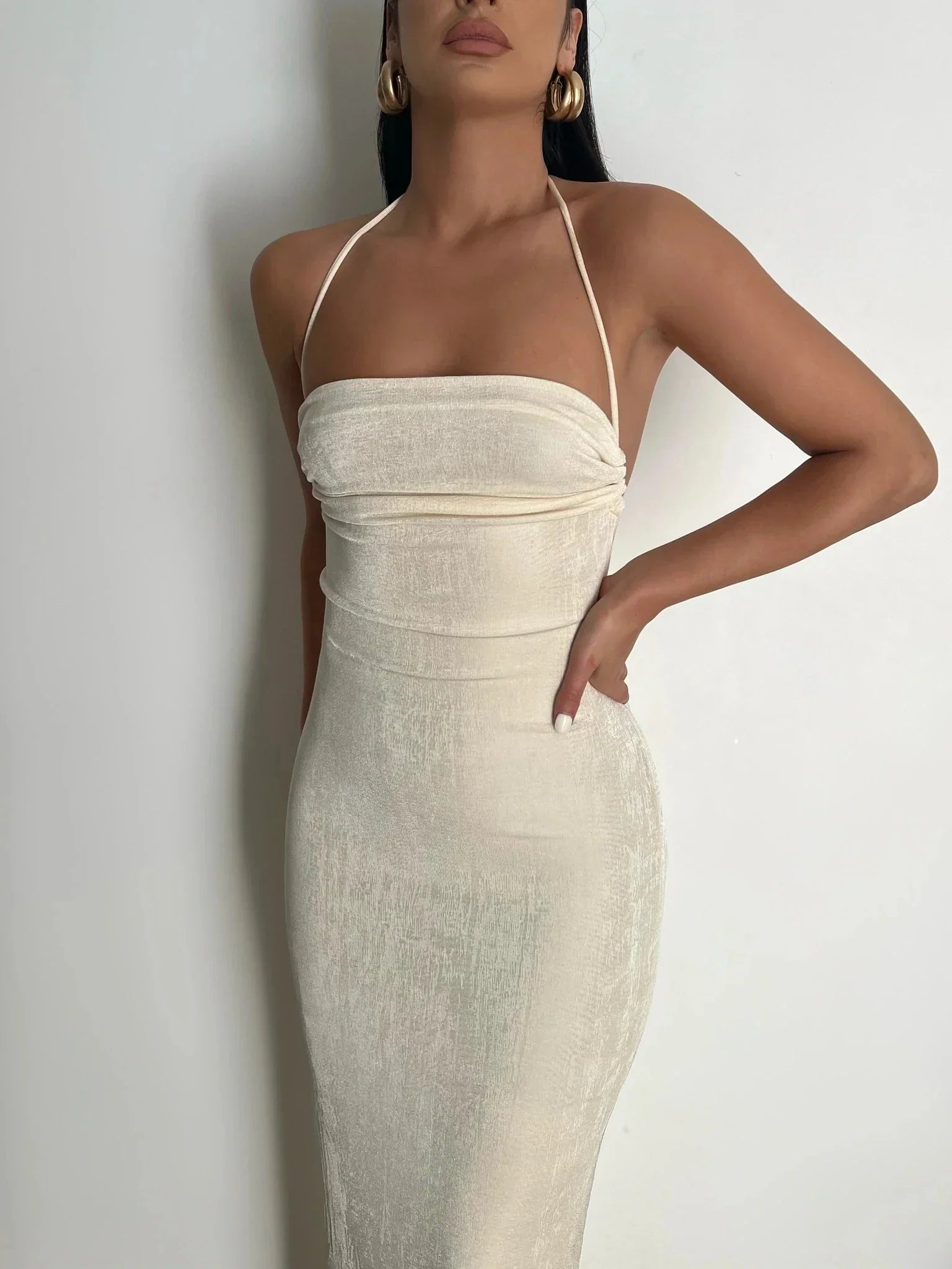 Summer Drawstrings Sexy Backless Maxi Dress