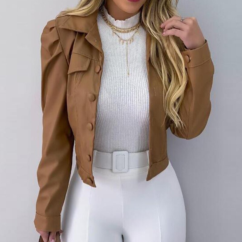 PU Leather Pleated  Jacket