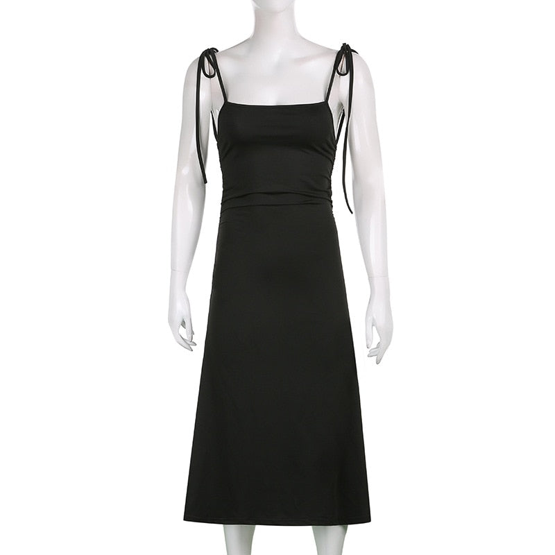 Strappy Ruched Backless Long Dress