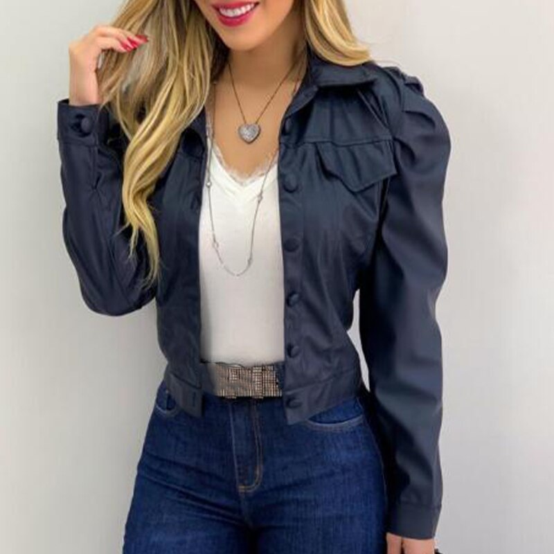 PU Leather Pleated  Jacket
