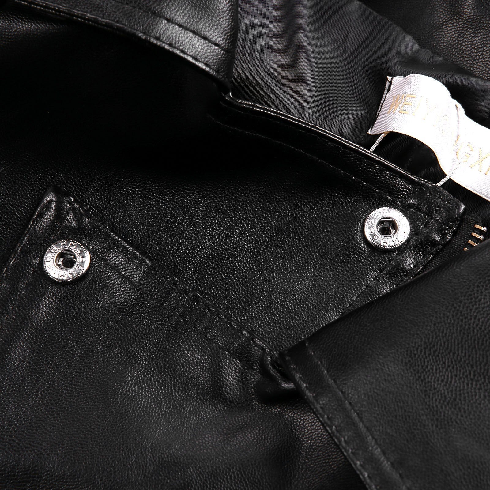 Faux Leather Shirt Collar Coat