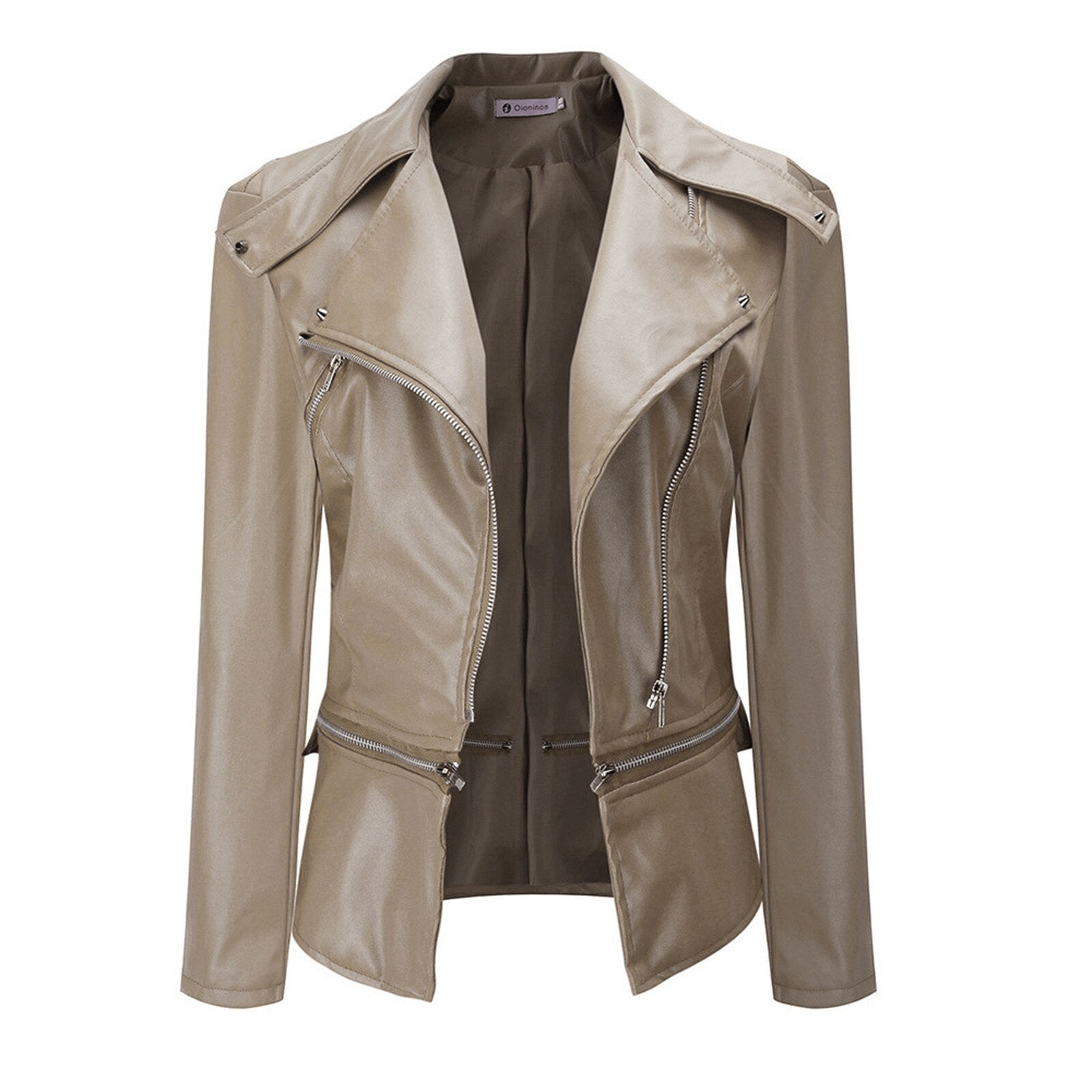 Lapel Motor Jacket Coat Zip Biker