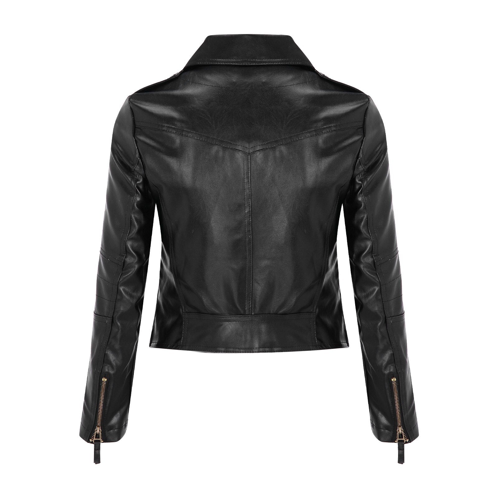 Faux Leather Shirt Collar Coat
