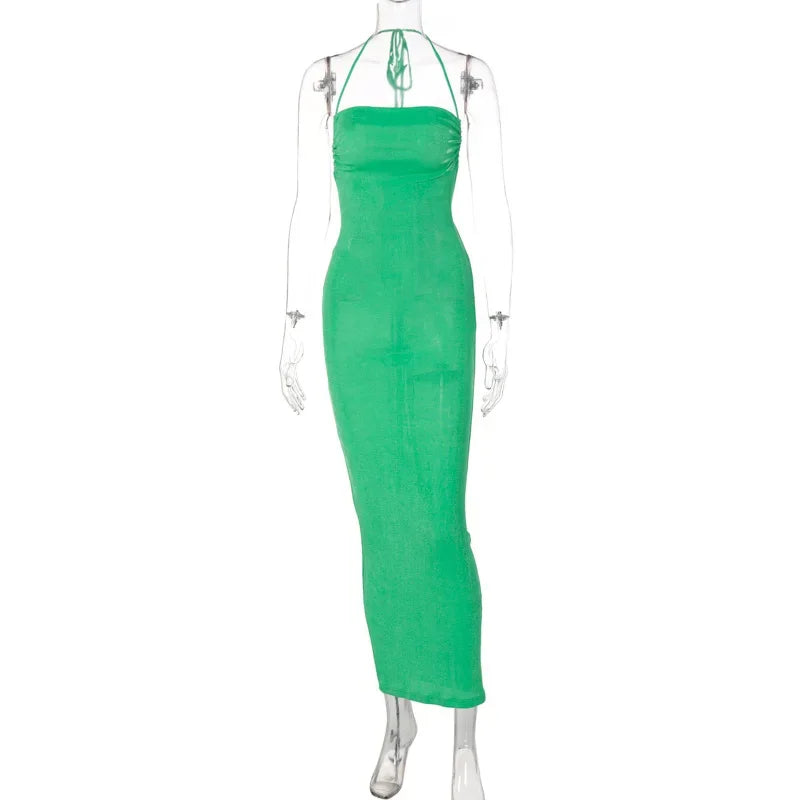 Summer Drawstrings Sexy Backless Maxi Dress