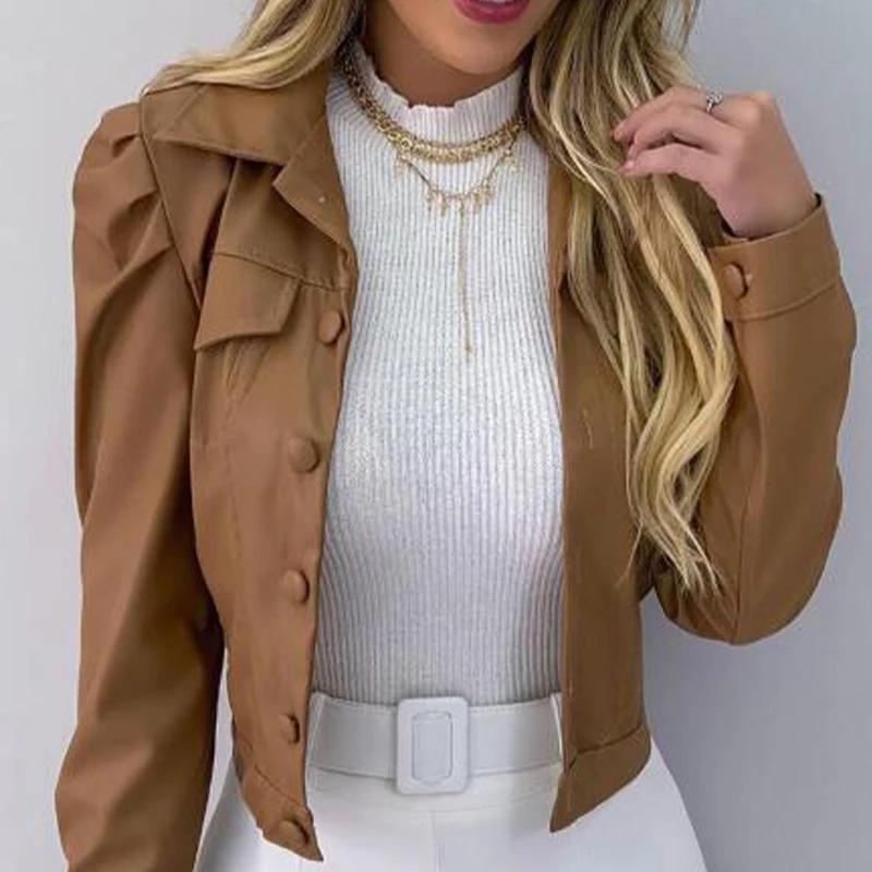 PU Leather Pleated  Jacket