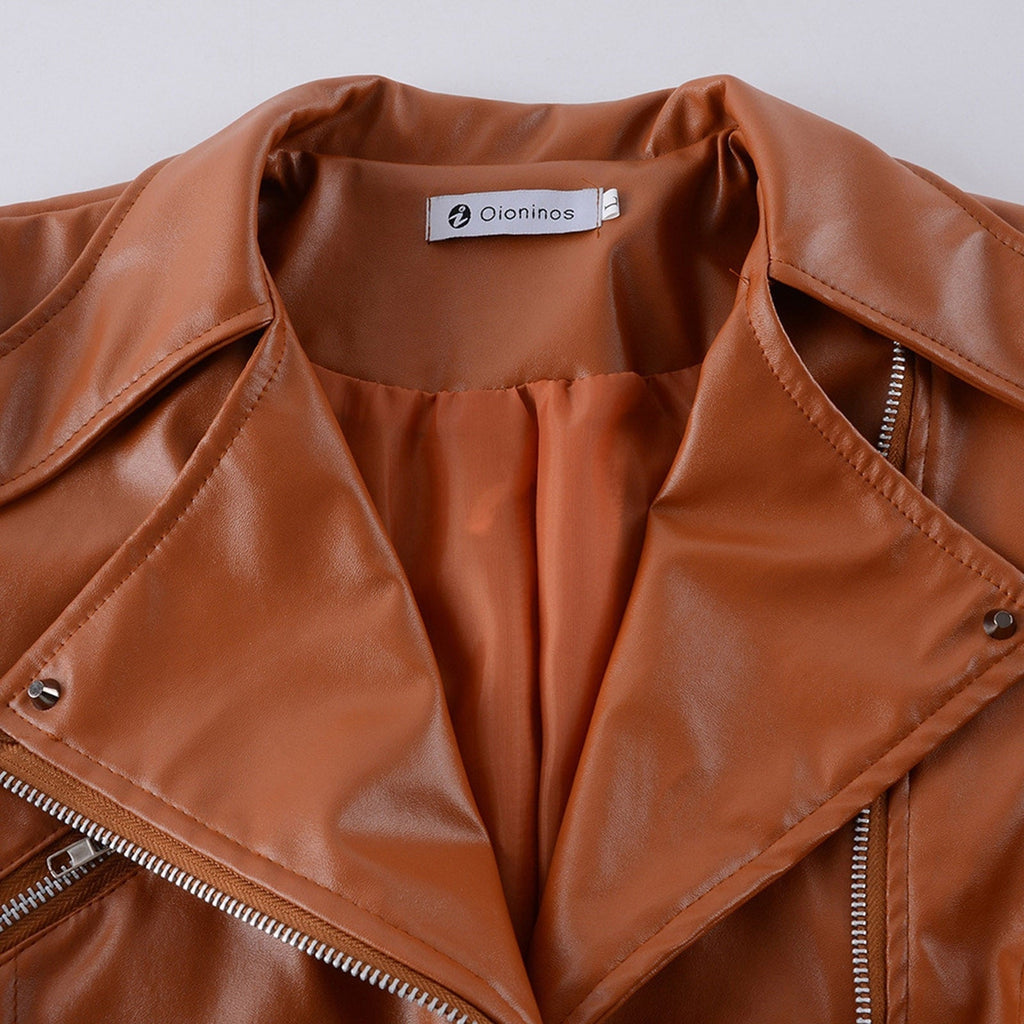 Lapel Motor Jacket Coat Zip Biker