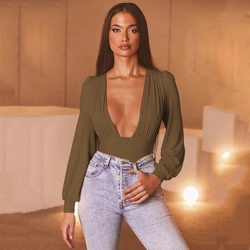 Deep V-neck Bodysuit