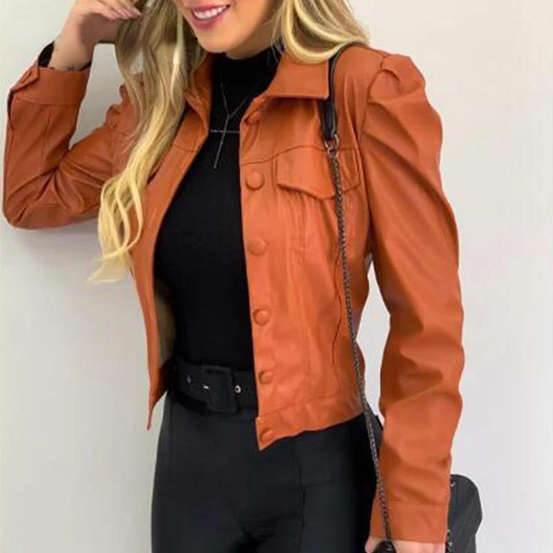 PU Leather Pleated  Jacket