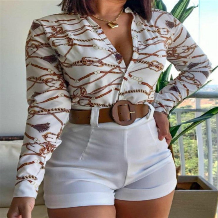 Print Stand Collar Long Sleeve Shirt 12